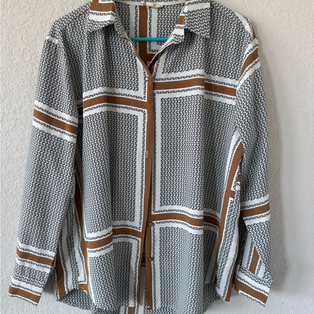 Eesome Black and Brown Patterned Blouse